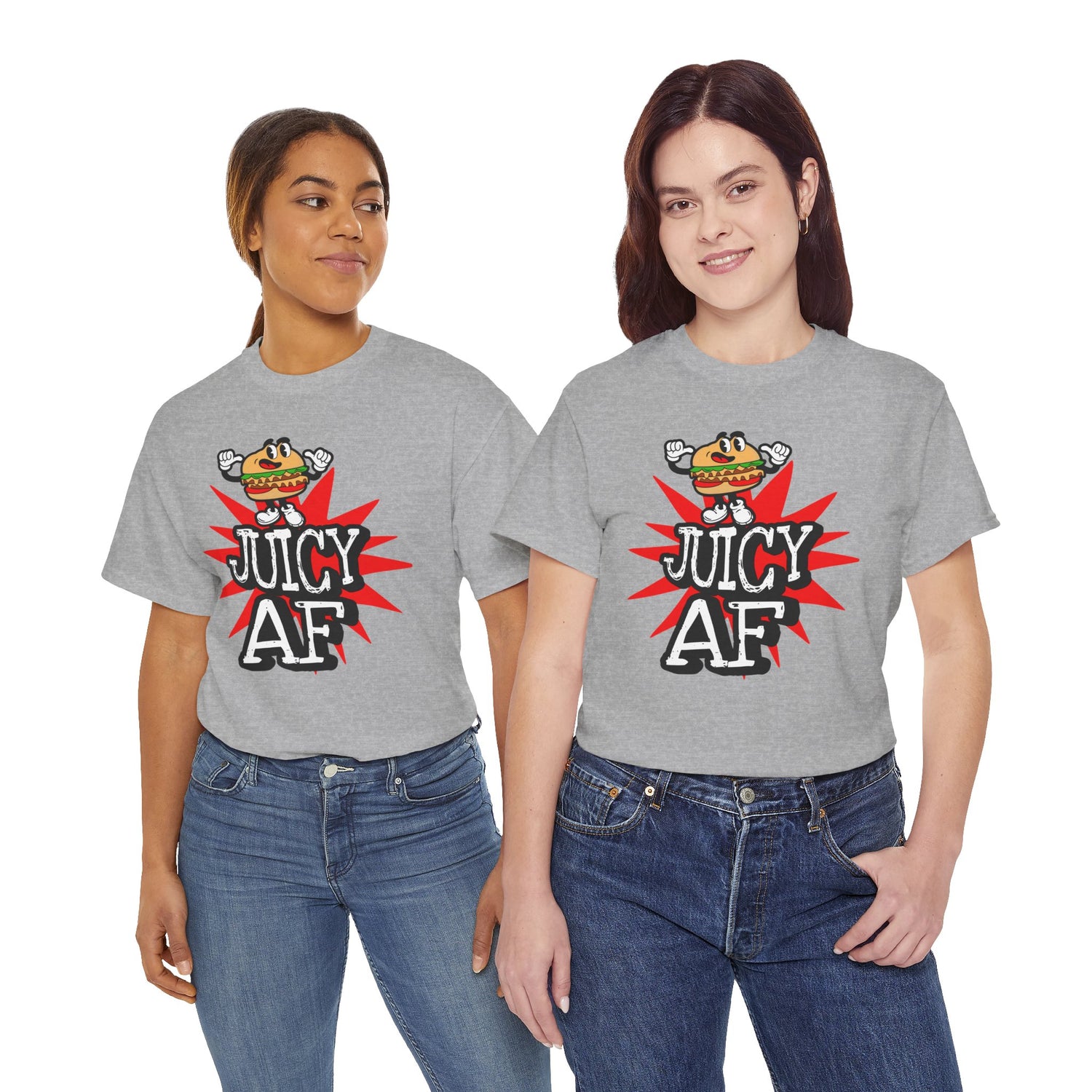 Juicy AF T-Shirt — Retro Cartoon Burger Graphic Tee