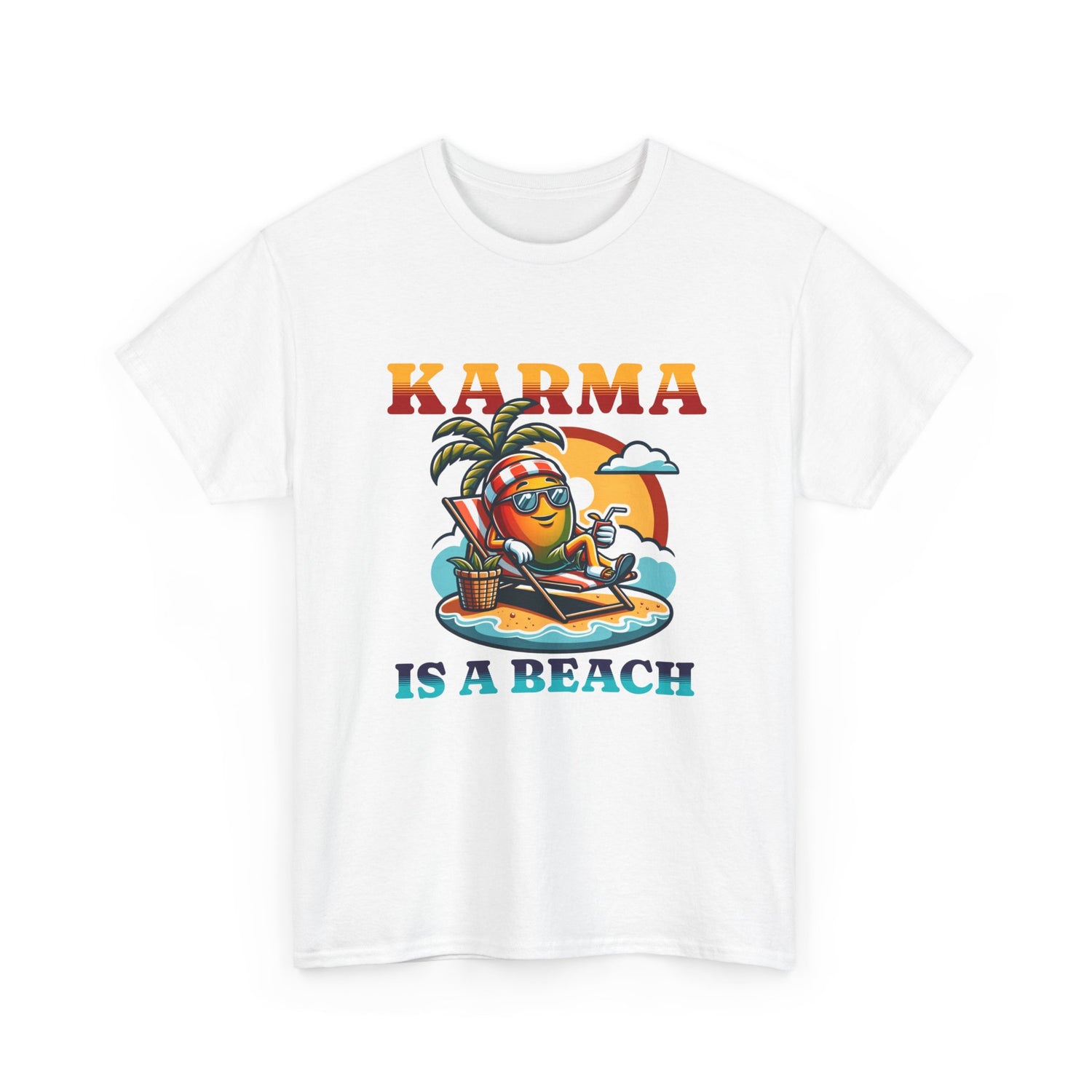 "Karma Is a Beach" Retro Tropical Tee