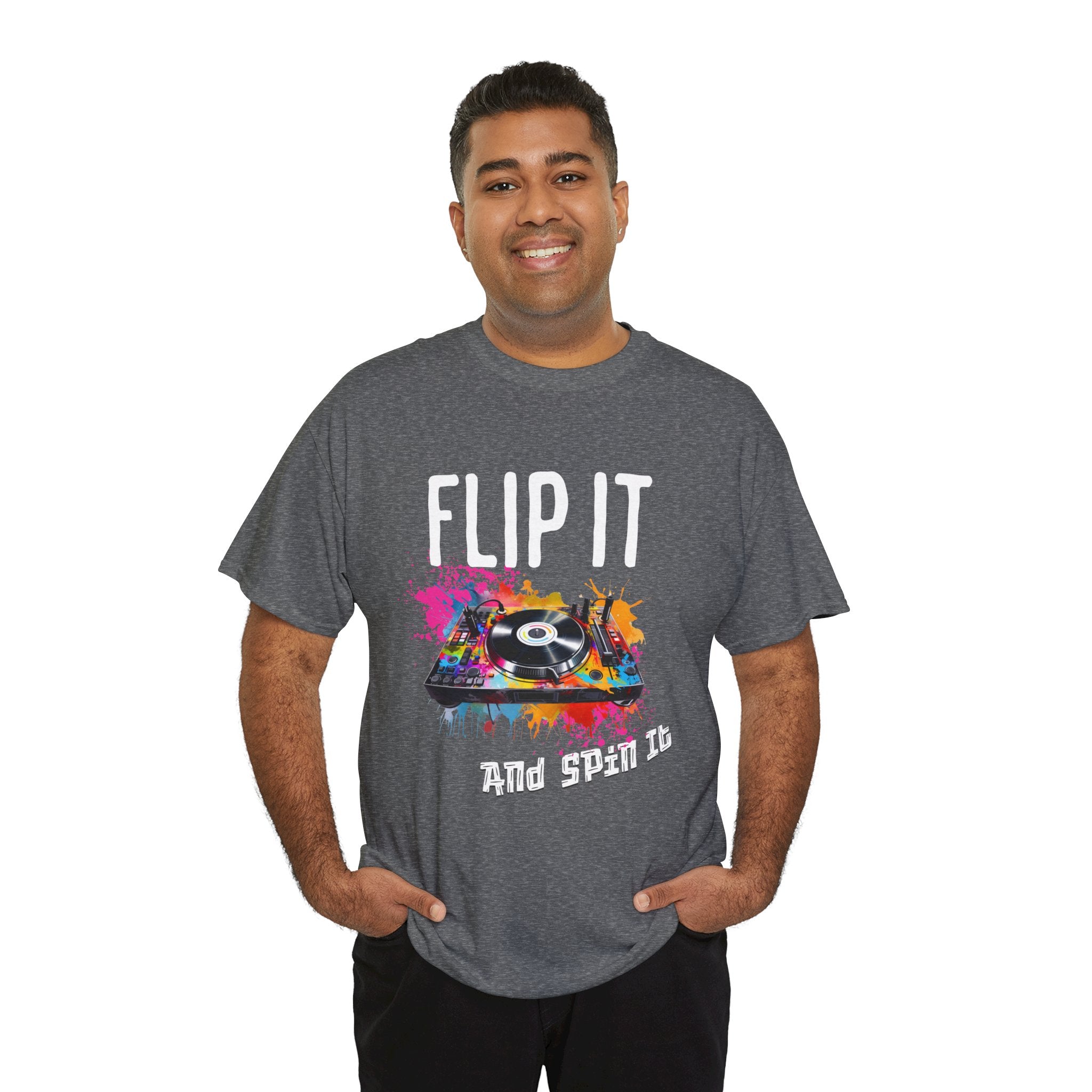Flip &amp; Spin the Record Unisex Heavy Cotton Tee