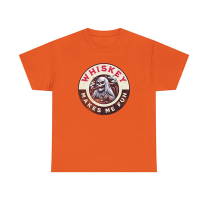 Whiskey Makes Me Fun T-Shirt — Vintage Skull Whiskey Graphic Tee