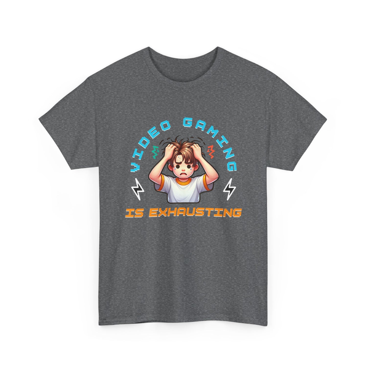 Gaming T‑Shirt — "Video Gaming Is Exhausting" Cute Anime Gamer Tee