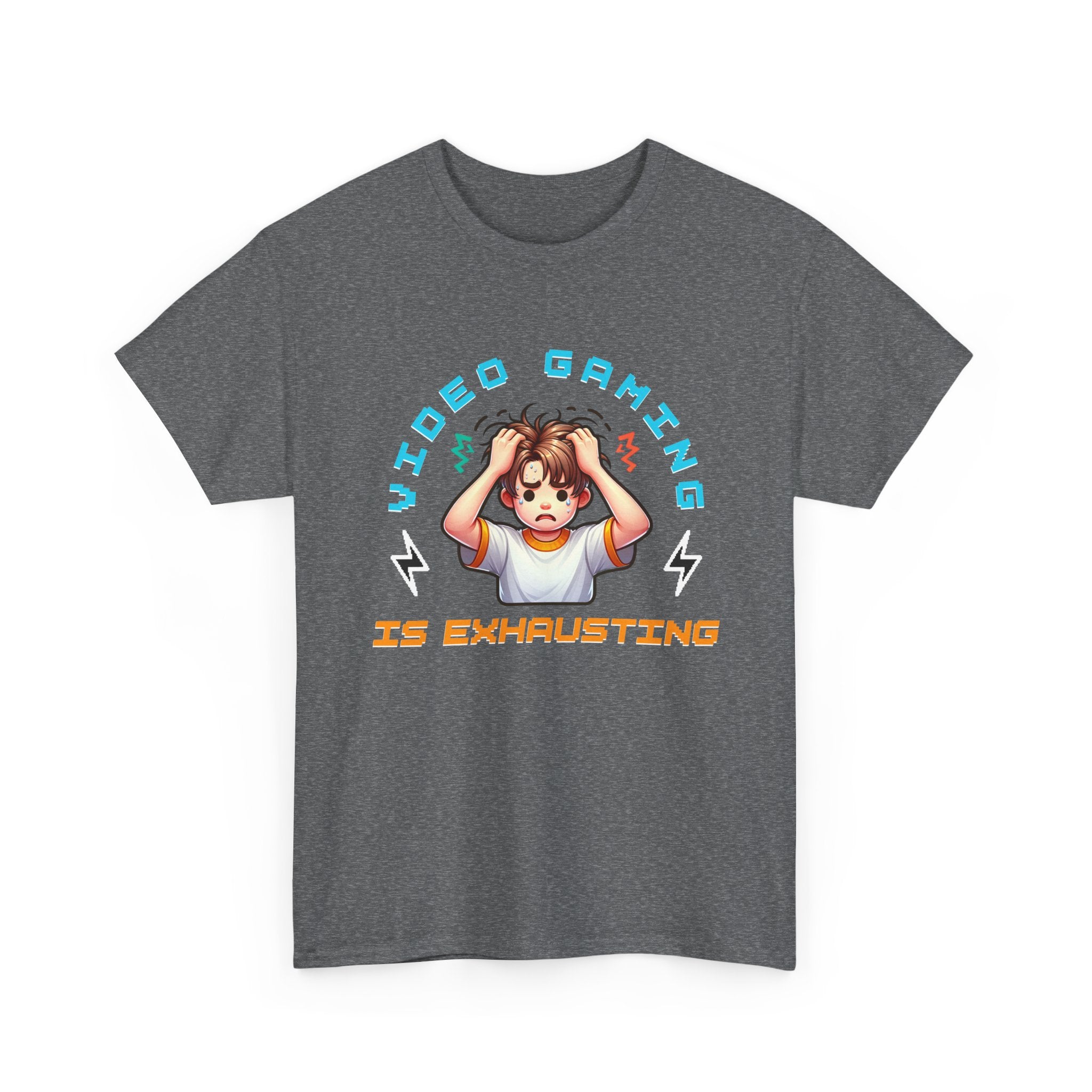 Gaming T‑Shirt — "Video Gaming Is Exhausting" Cute Anime Gamer Tee