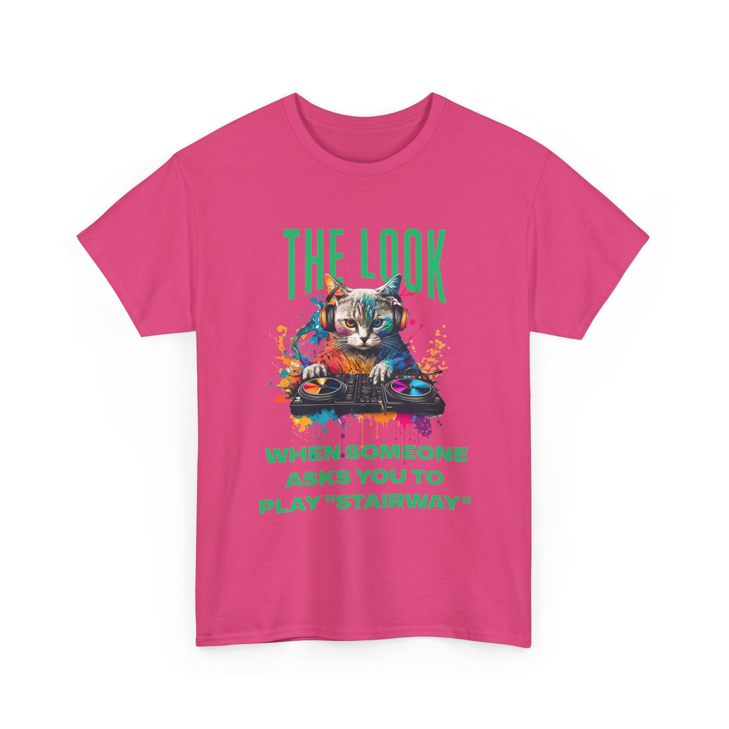 Cat DJ T‑Shirt — “The Look When Someone Asks You to Play ‘Stairway’”