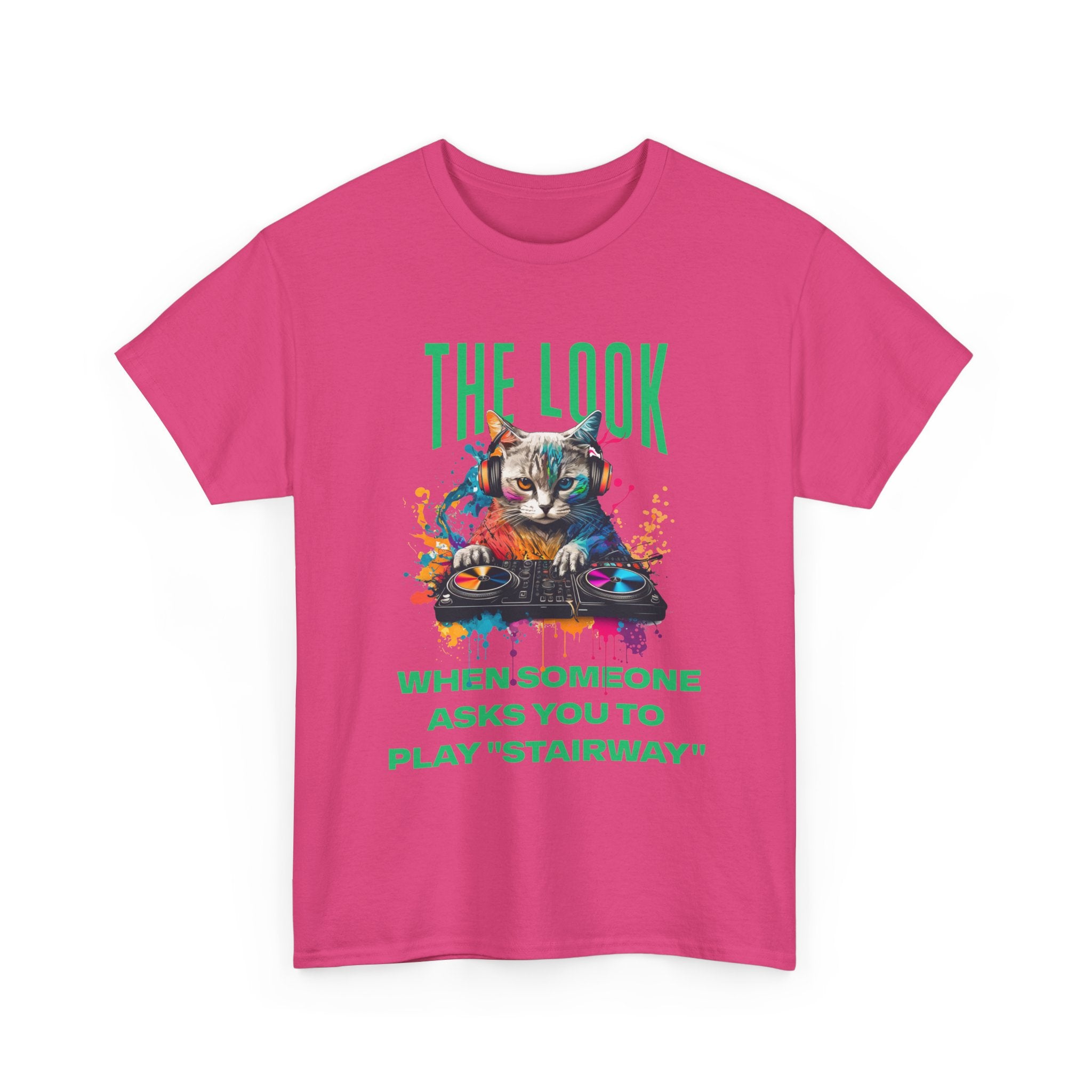 Cat DJ T‑Shirt — “The Look When Someone Asks You to Play ‘Stairway’”