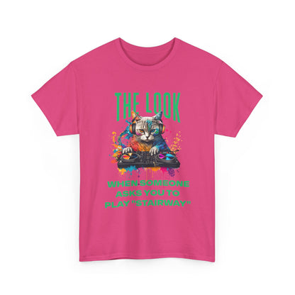 Cat DJ T‑Shirt — “The Look When Someone Asks You to Play ‘Stairway’”