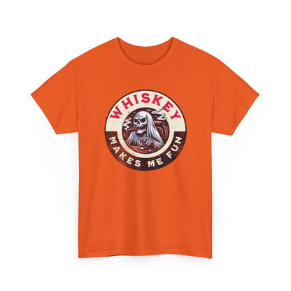 Whiskey Makes Me Fun T-Shirt — Vintage Skull Whiskey Graphic Tee