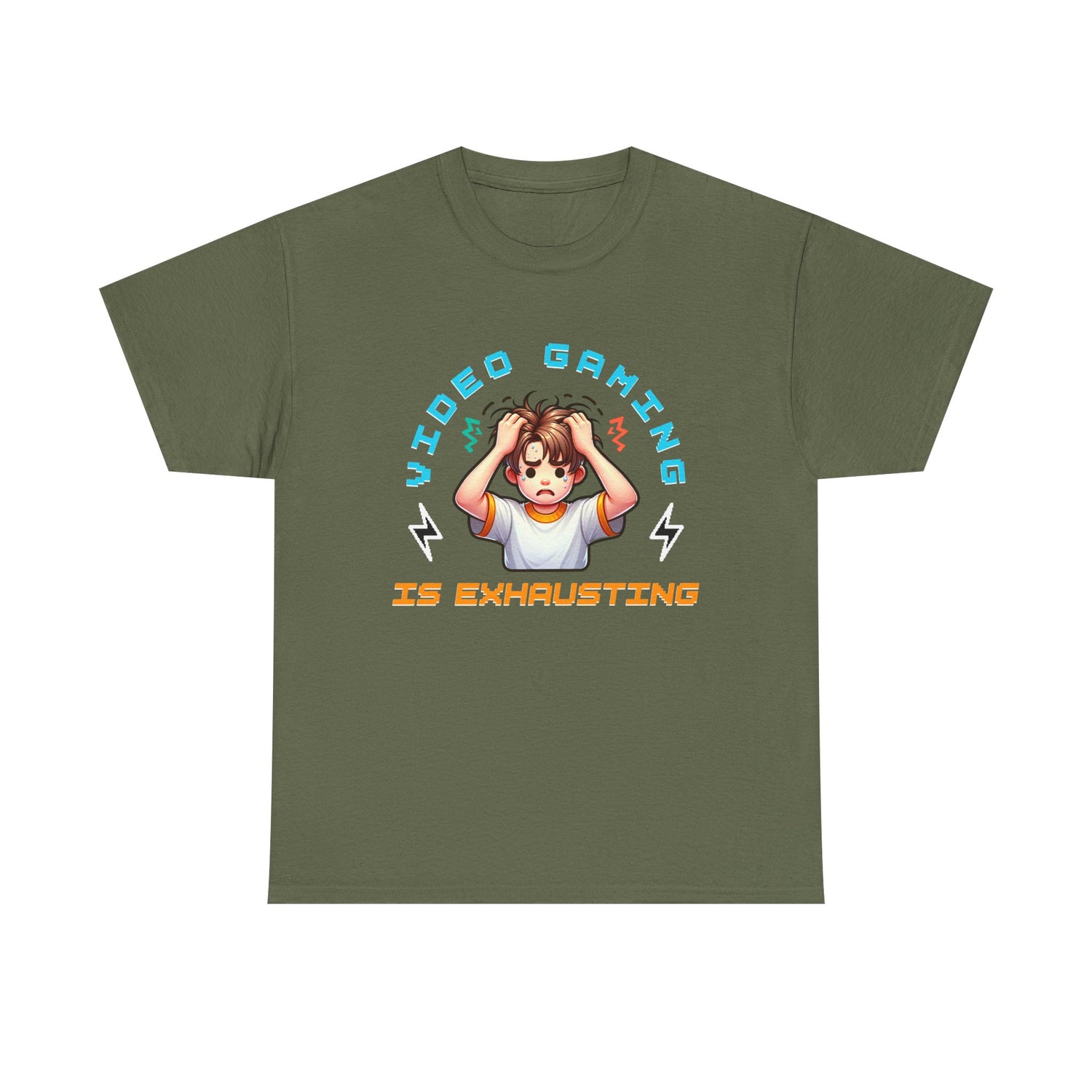 Gaming T‑Shirt — "Video Gaming Is Exhausting" Cute Anime Gamer Tee