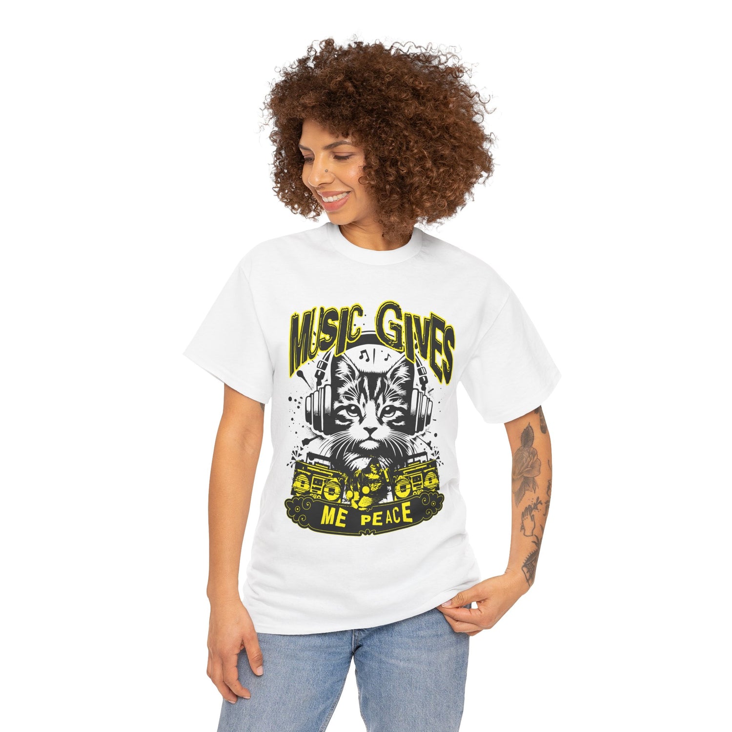 Music Gives Me Peace Cat T-Shirt