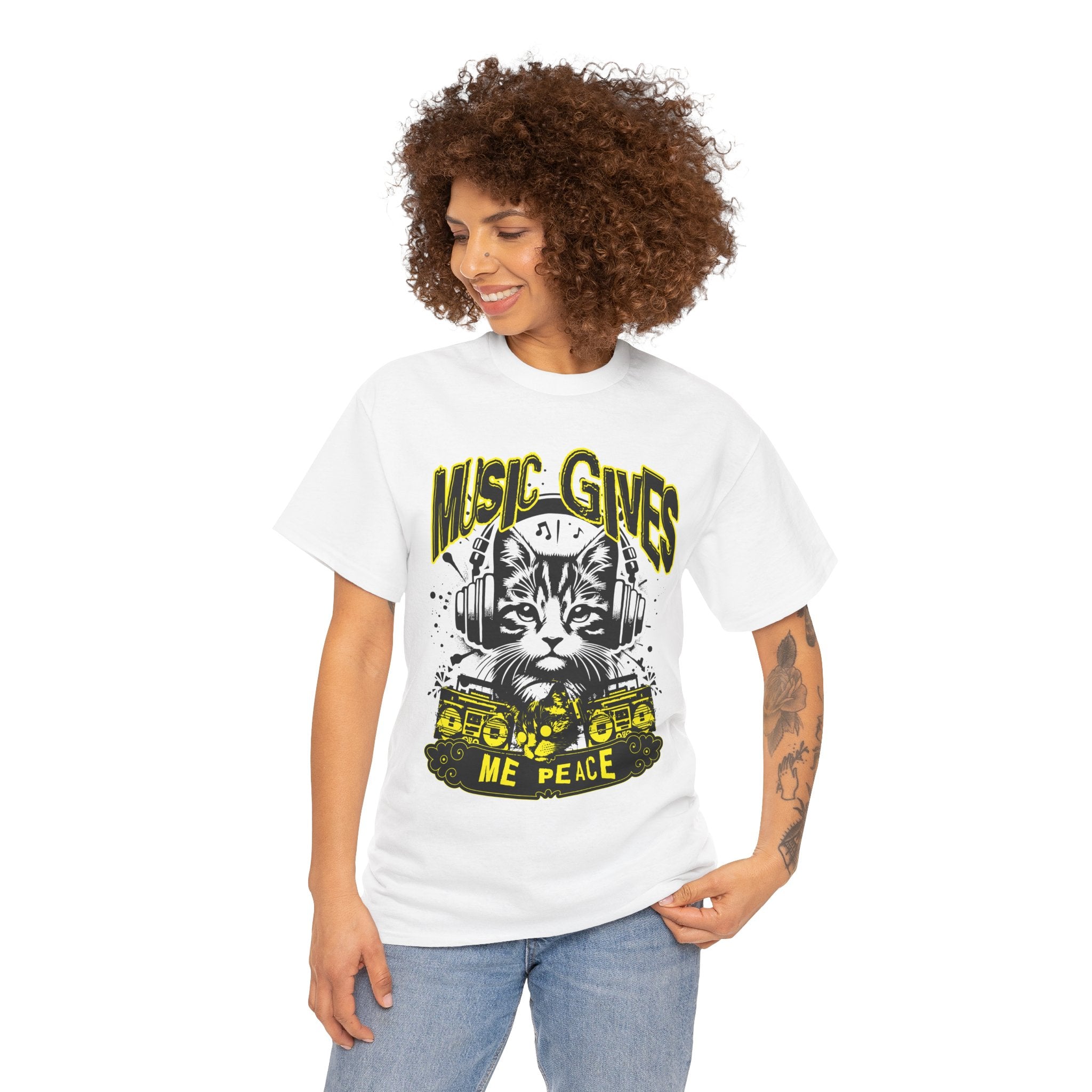 Music Gives Me Peace Cat T-Shirt