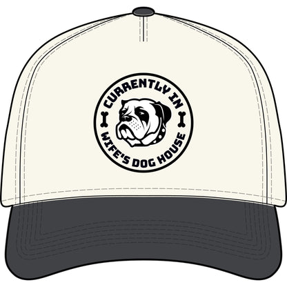 “Currently In Wife’s Dog House” Two-Tone Baseball Cap – Funny Bulldog Dad Hat