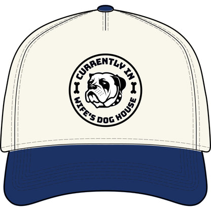 “Currently In Wife’s Dog House” Two-Tone Baseball Cap – Funny Bulldog Dad Hat