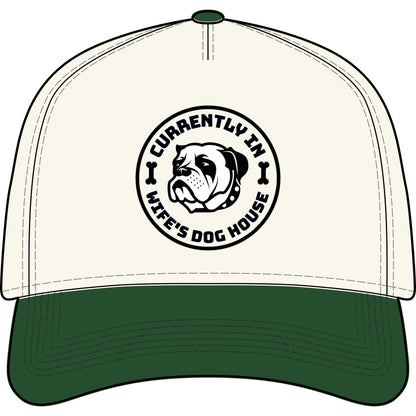 “Currently In Wife’s Dog House” Two-Tone Baseball Cap – Funny Bulldog Dad Hat