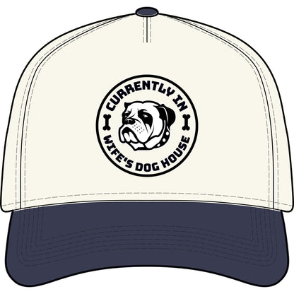 “Currently In Wife’s Dog House” Two-Tone Baseball Cap – Funny Bulldog Dad Hat