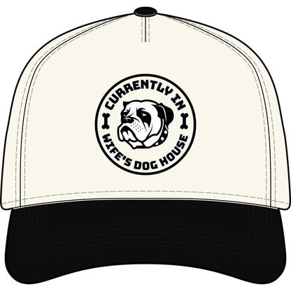 “Currently In Wife’s Dog House” Two-Tone Baseball Cap – Funny Bulldog Dad Hat