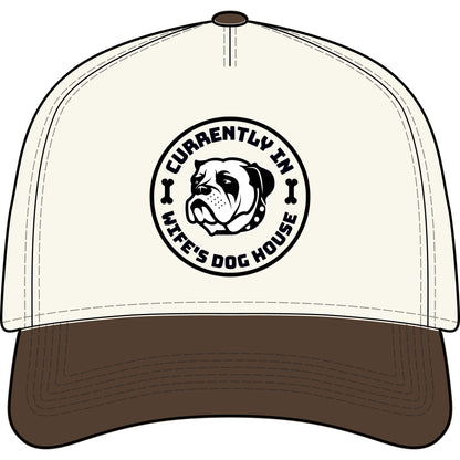 “Currently In Wife’s Dog House” Two-Tone Baseball Cap – Funny Bulldog Dad Hat