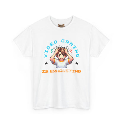 Gaming T‑Shirt — "Video Gaming Is Exhausting" Cute Anime Gamer Tee