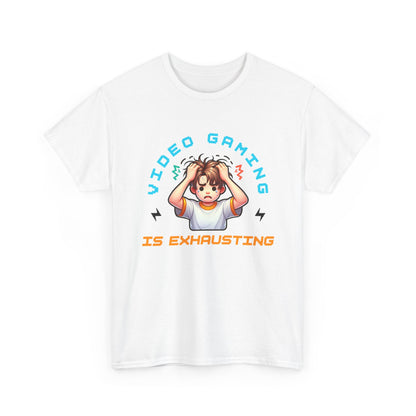 Gaming T‑Shirt — "Video Gaming Is Exhausting" Cute Anime Gamer Tee