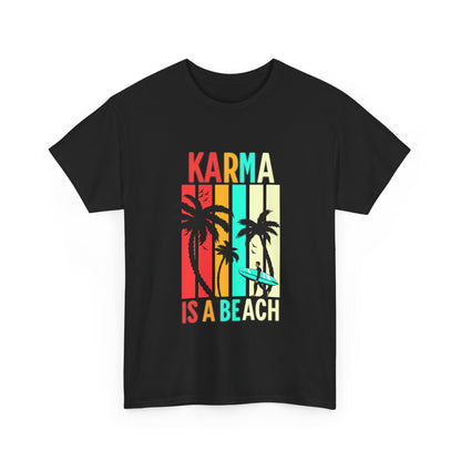 Karma Is A Beach T-Shirt – Vintage Palm Tree Surf Graphic Tee