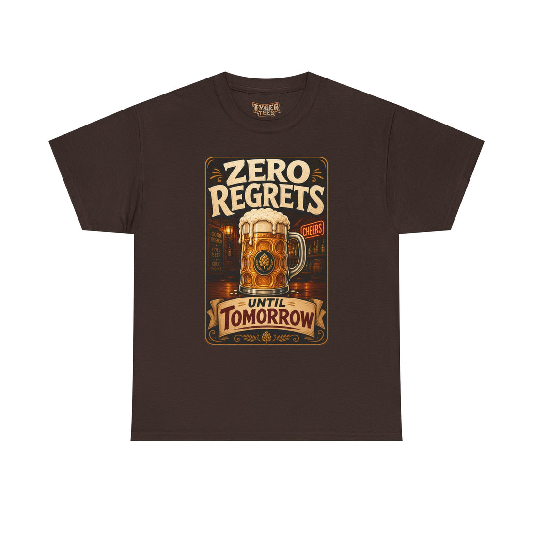 "Zero Regrets Until Tomorrow" Vintage Pub T-Shirt - Beer Graphic Tee