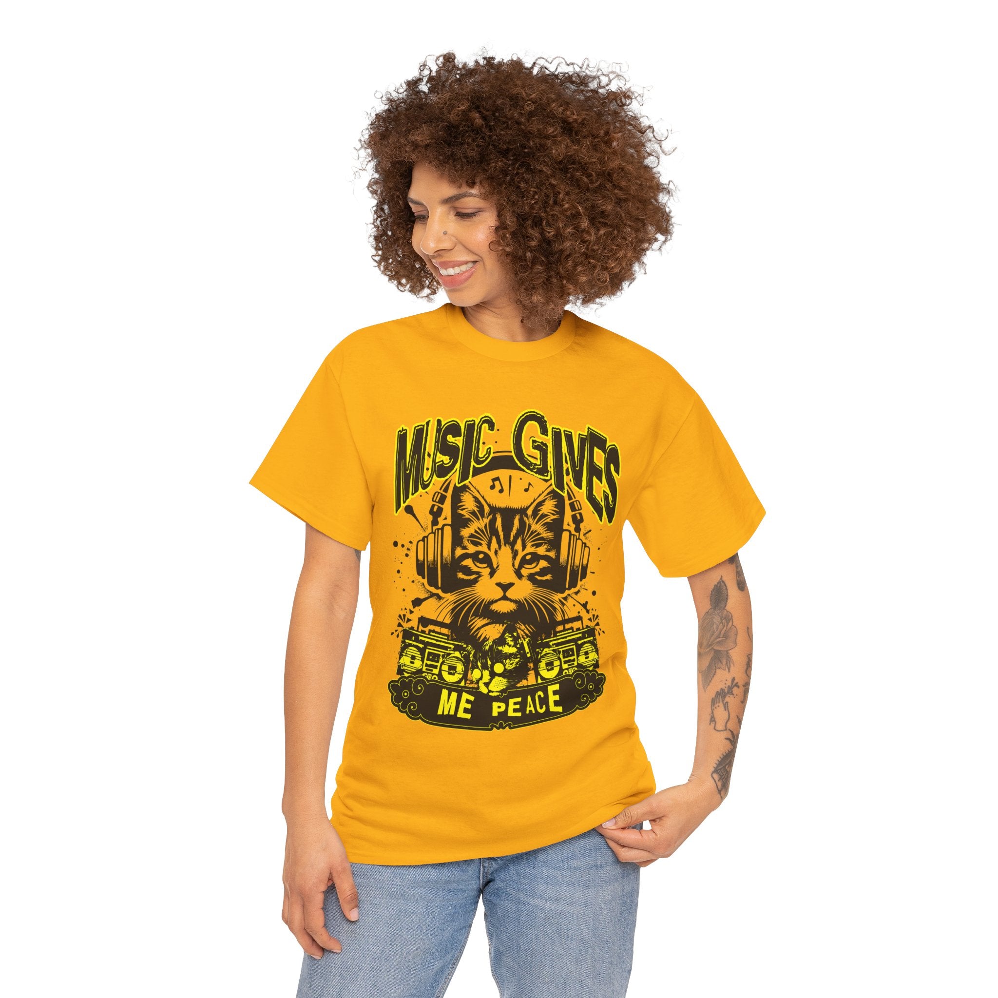 Music Gives Me Peace Cat T-Shirt