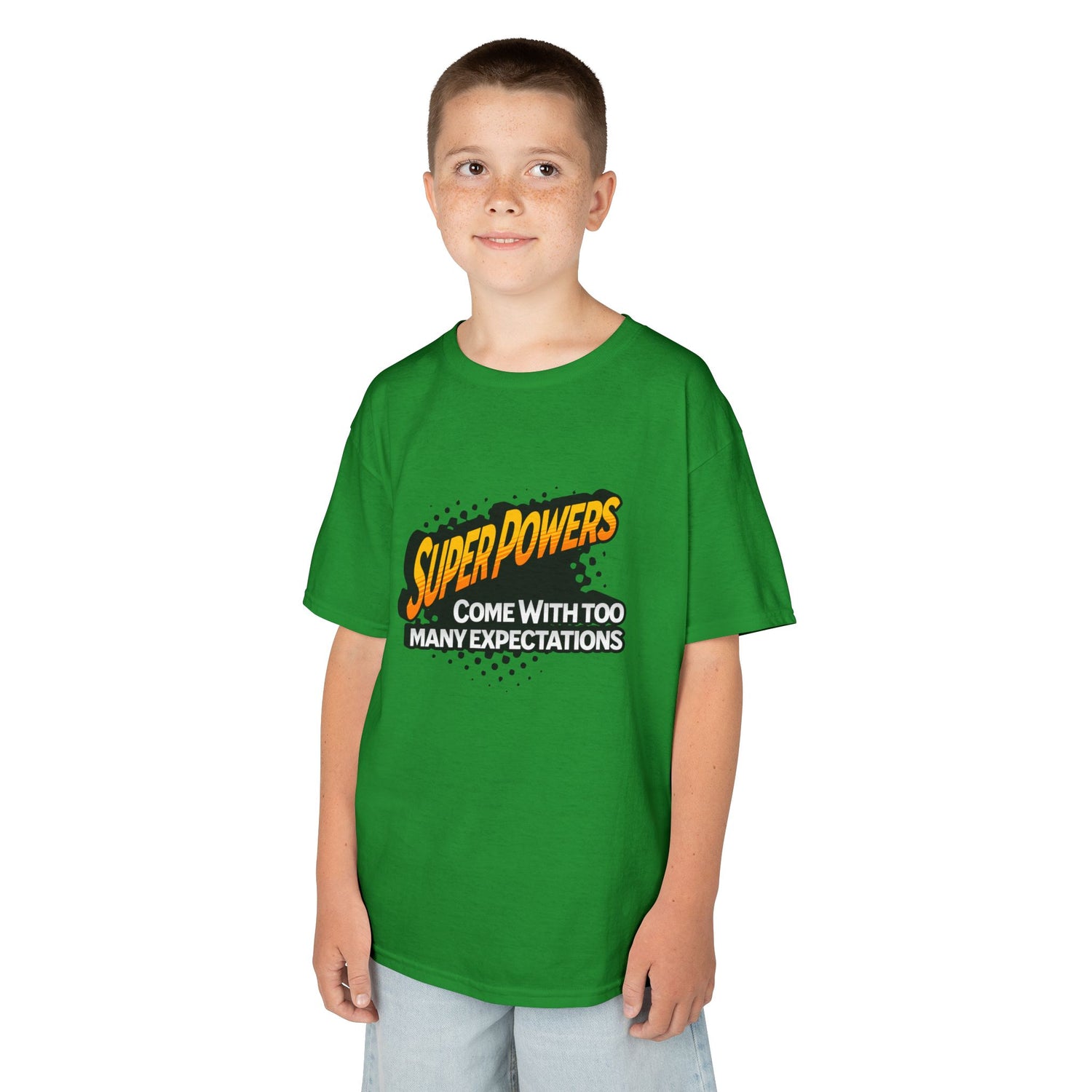 Kids T-Shirt - "Superpowers Come With Too Many Expectations" Comic Graphic Tee