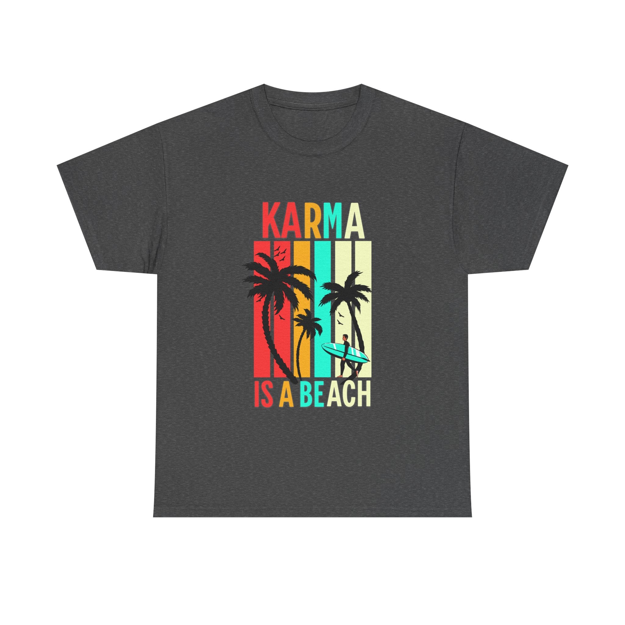 Karma Is A Beach T-Shirt – Vintage Palm Tree Surf Graphic Tee