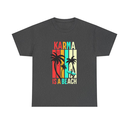 Karma Is A Beach T-Shirt – Vintage Palm Tree Surf Graphic Tee