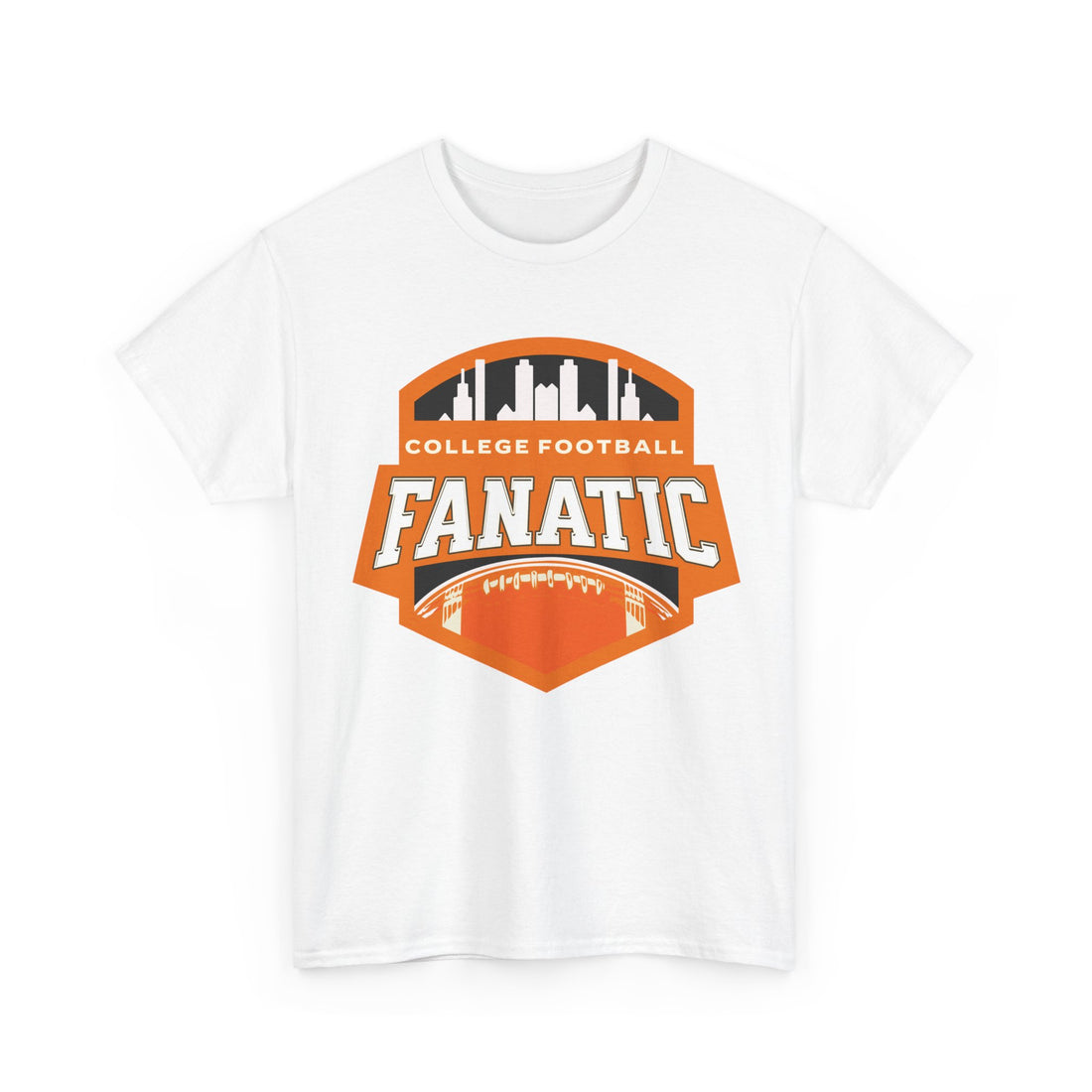 College Football Fanatic T-Shirt — Retro Orange Football Badge Tee