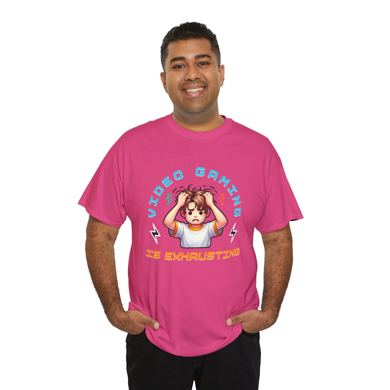 Gaming T‑Shirt — "Video Gaming Is Exhausting" Cute Anime Gamer Tee