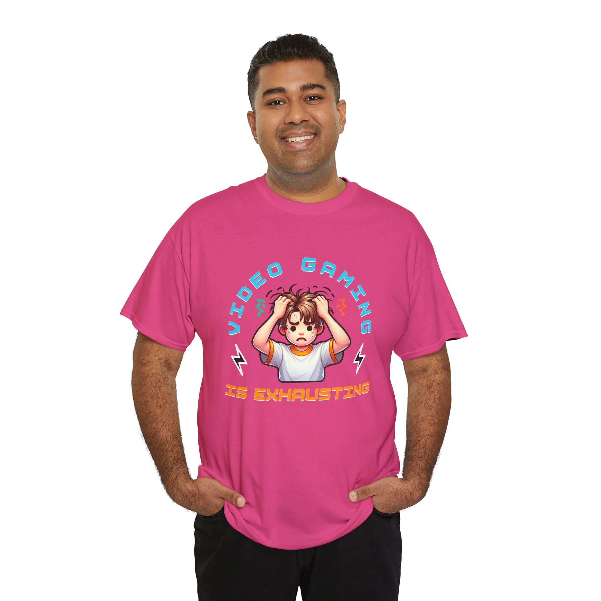 Gaming T‑Shirt — "Video Gaming Is Exhausting" Cute Anime Gamer Tee