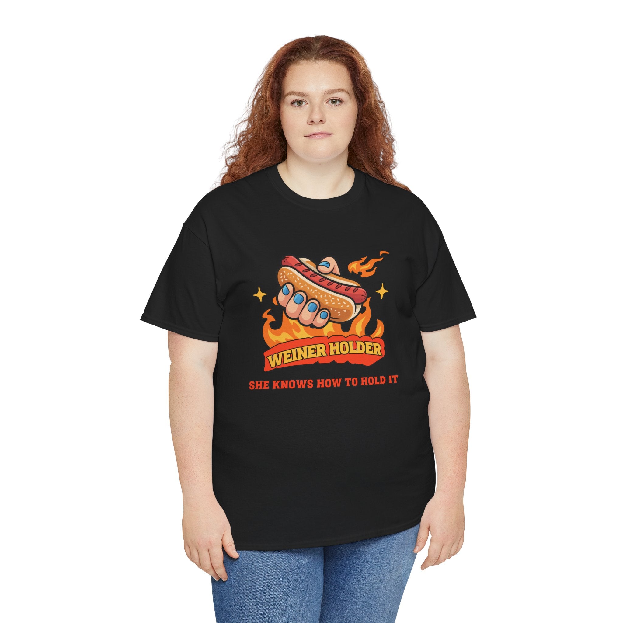 Funny Hot Dog T-Shirt — Weiner Holder Adult-Themed Tee