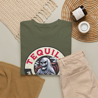 Tequila Makes Me Fun T-Shirt – Funny Party Graphic Tee with Skull &amp; Bottle Design