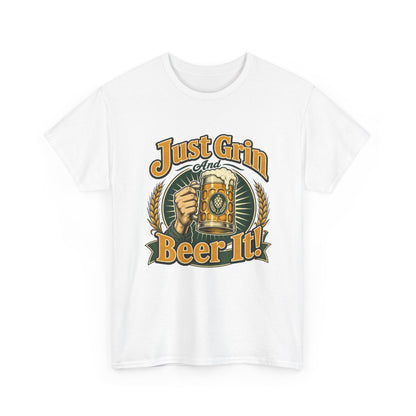 Just Grin and Beer It! Graphic Tee — Funny Beer Mug T-Shirt for Beer Lovers