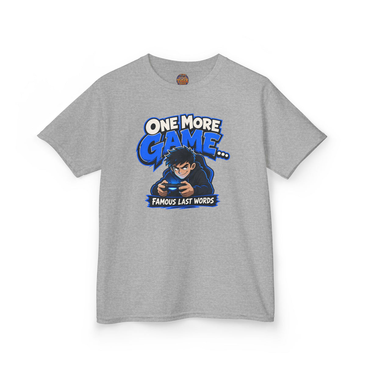 Kids Tee — "One More Game... Famous Last Words" Gaming Graphic Shirt
