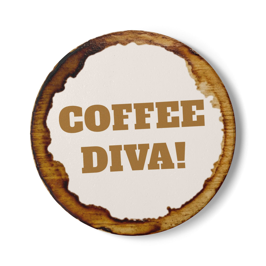 Coffee Diva Ceramic Coaster — Funny Coffee Stain Design, Gift for Coffee Lovers