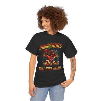 Dinosaur Graphic Tee – "Dinosaurs Will Rise Again" Retro Jurassic T‑Shirt