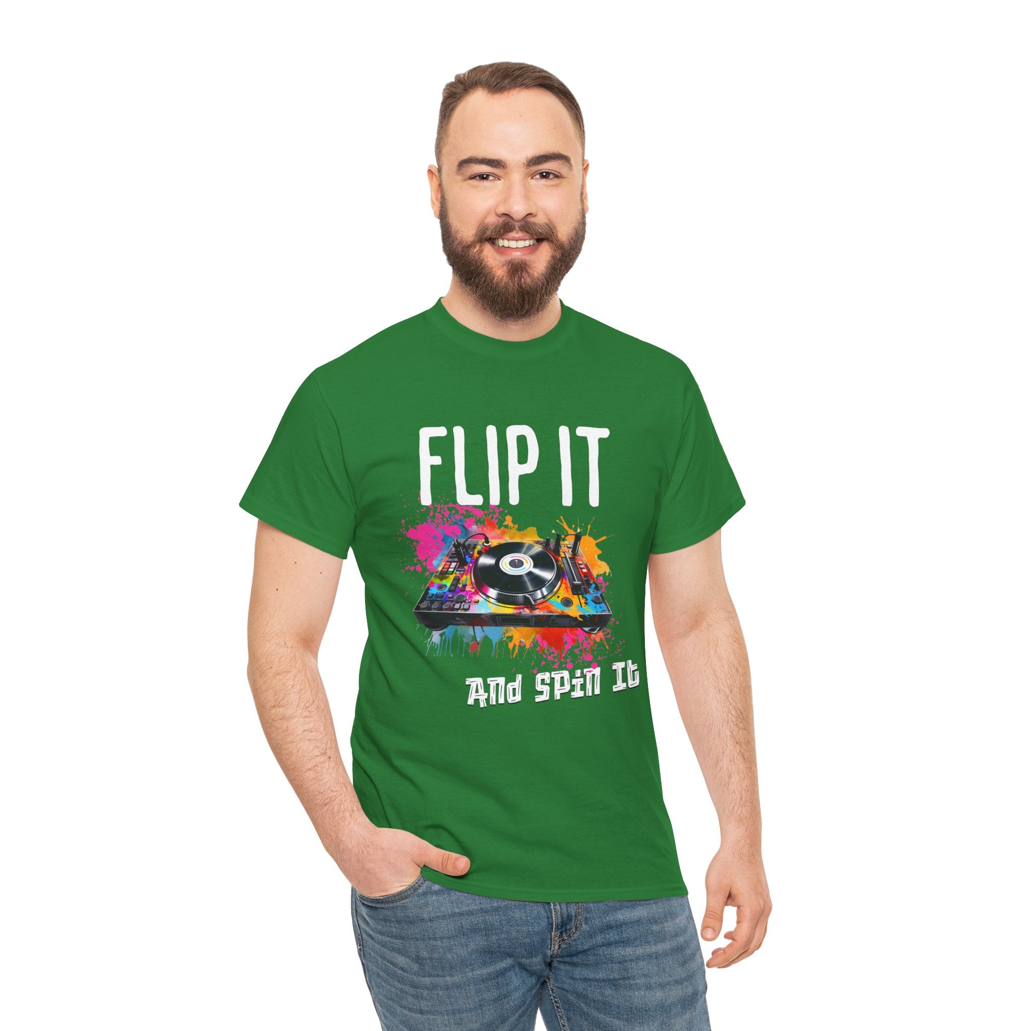 Flip &amp; Spin the Record Unisex Heavy Cotton Tee