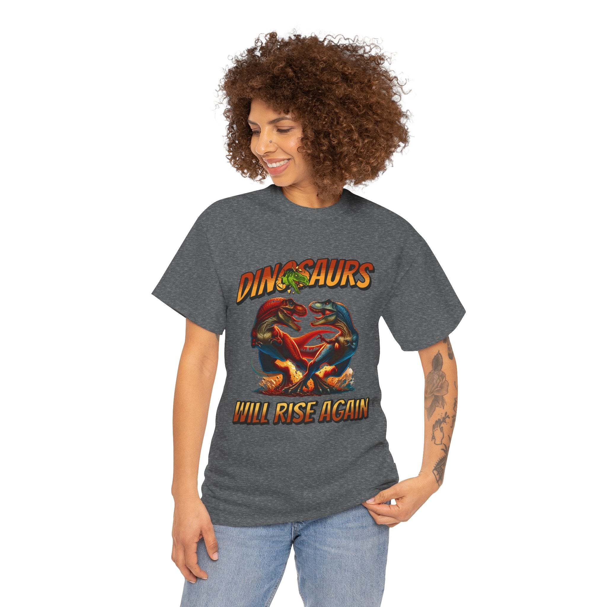 Dinosaur Graphic Tee – "Dinosaurs Will Rise Again" Retro Jurassic T‑Shirt