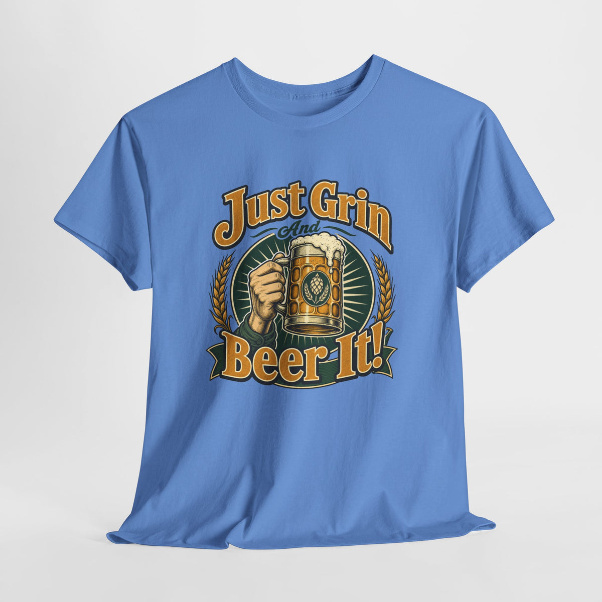 Just Grin and Beer It! Graphic Tee — Funny Beer Mug T-Shirt for Beer Lovers
