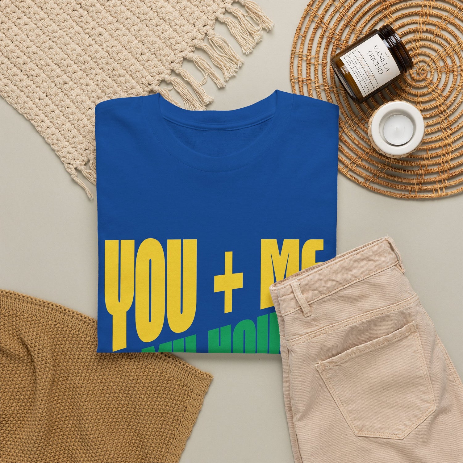 Funny Tee — "You + Me + My House = Good Time" Colorful Suggestive Tee