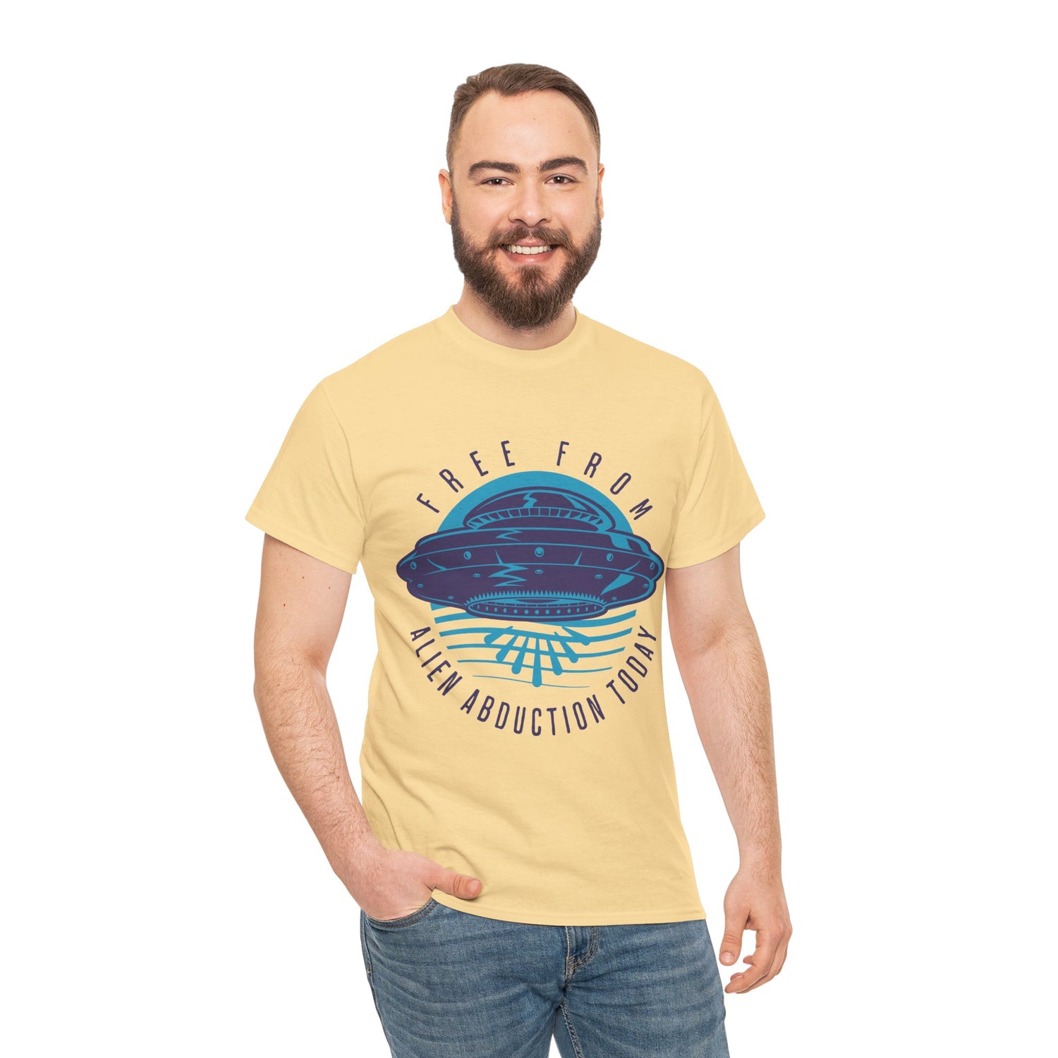 Alien Abduction Tee — "Free From Alien Abduction Today" UFO Graphic Shirt