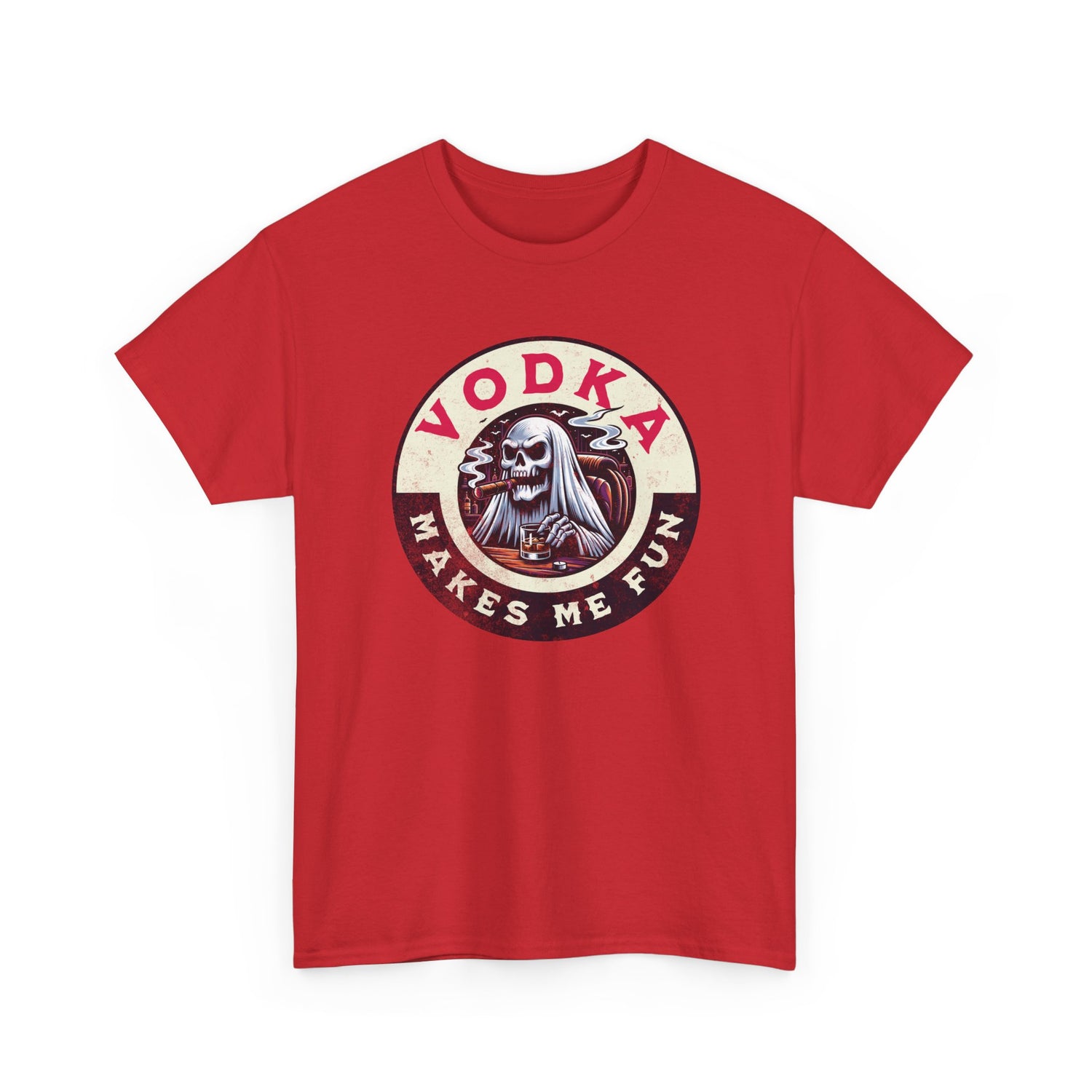 Vodka Makes Me Fun T-Shirt - Retro Skull Drinking Graphic Tee