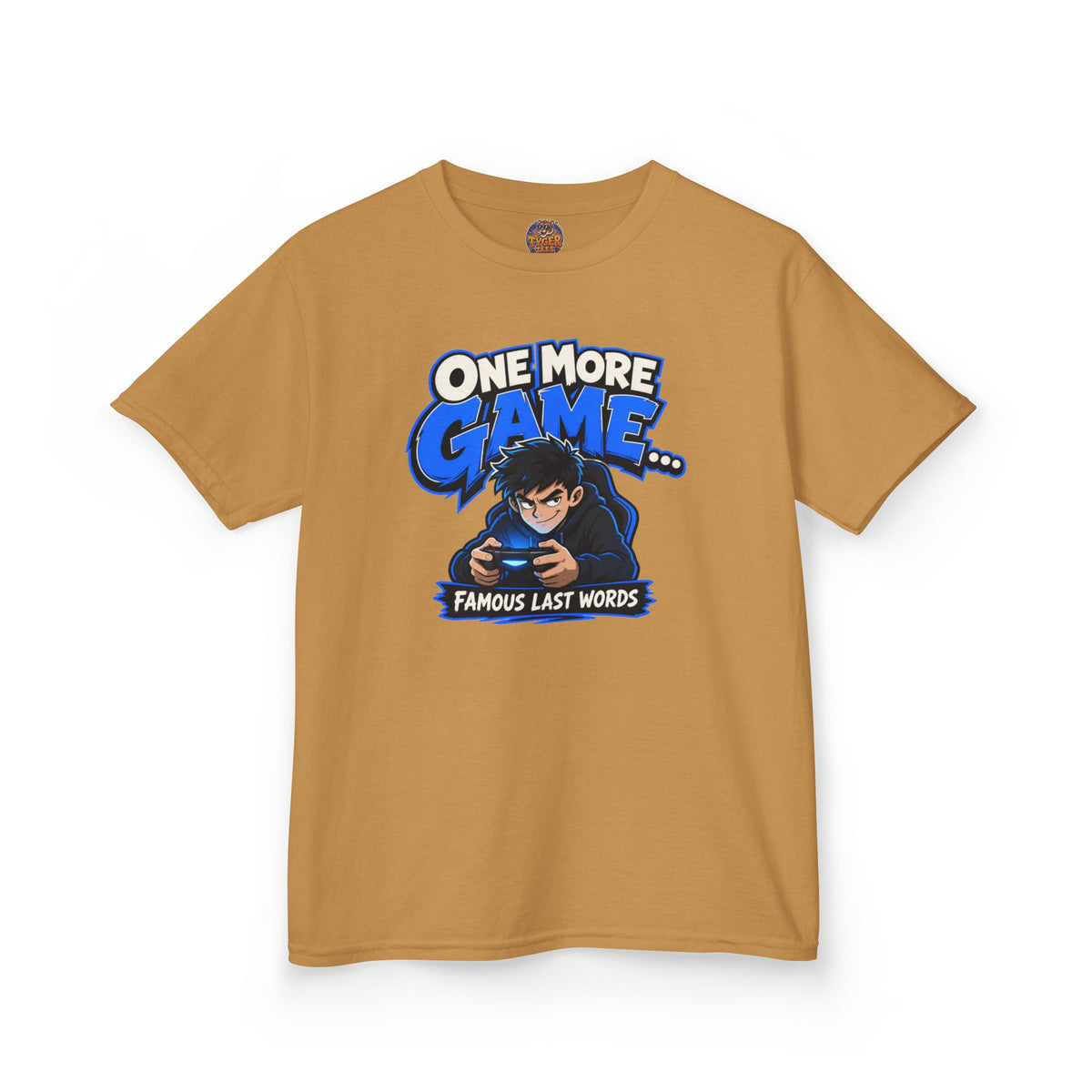 Kids Tee — "One More Game... Famous Last Words" Gaming Graphic Shirt