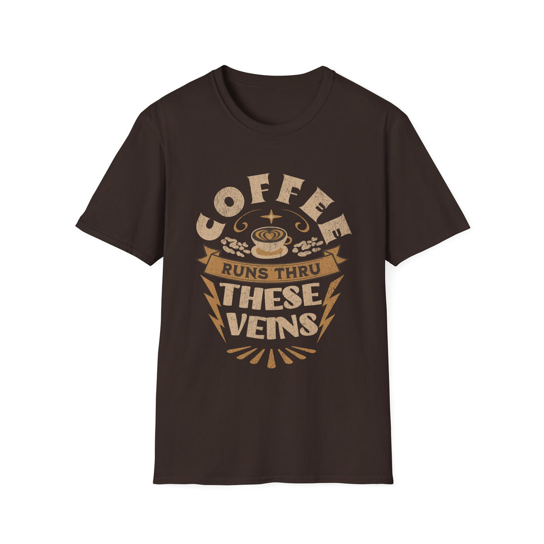 Coffee Runs Thru These Veins Unisex T-Shirt - Brown
