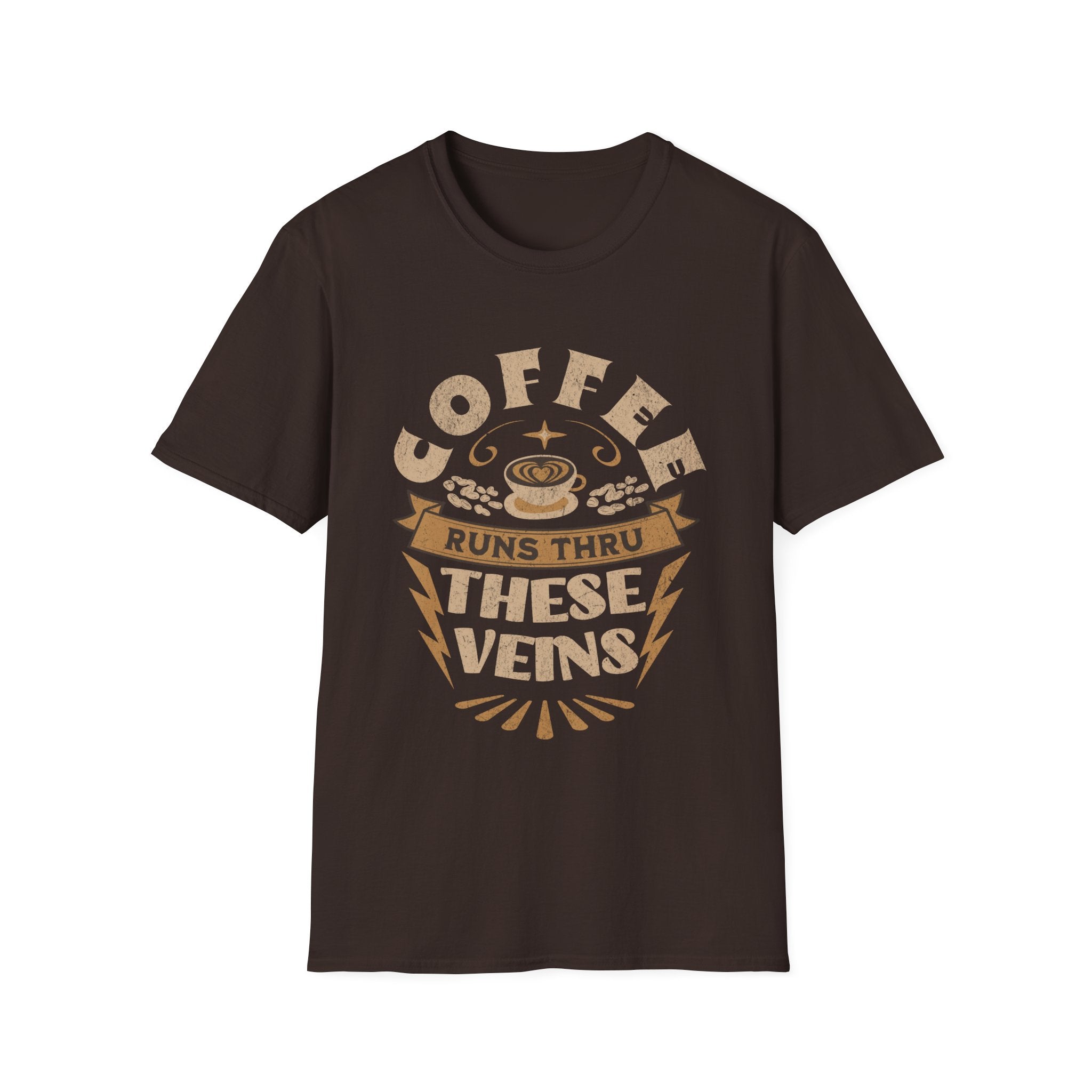 Coffee Runs Thru These Veins Unisex T-Shirt - Brown