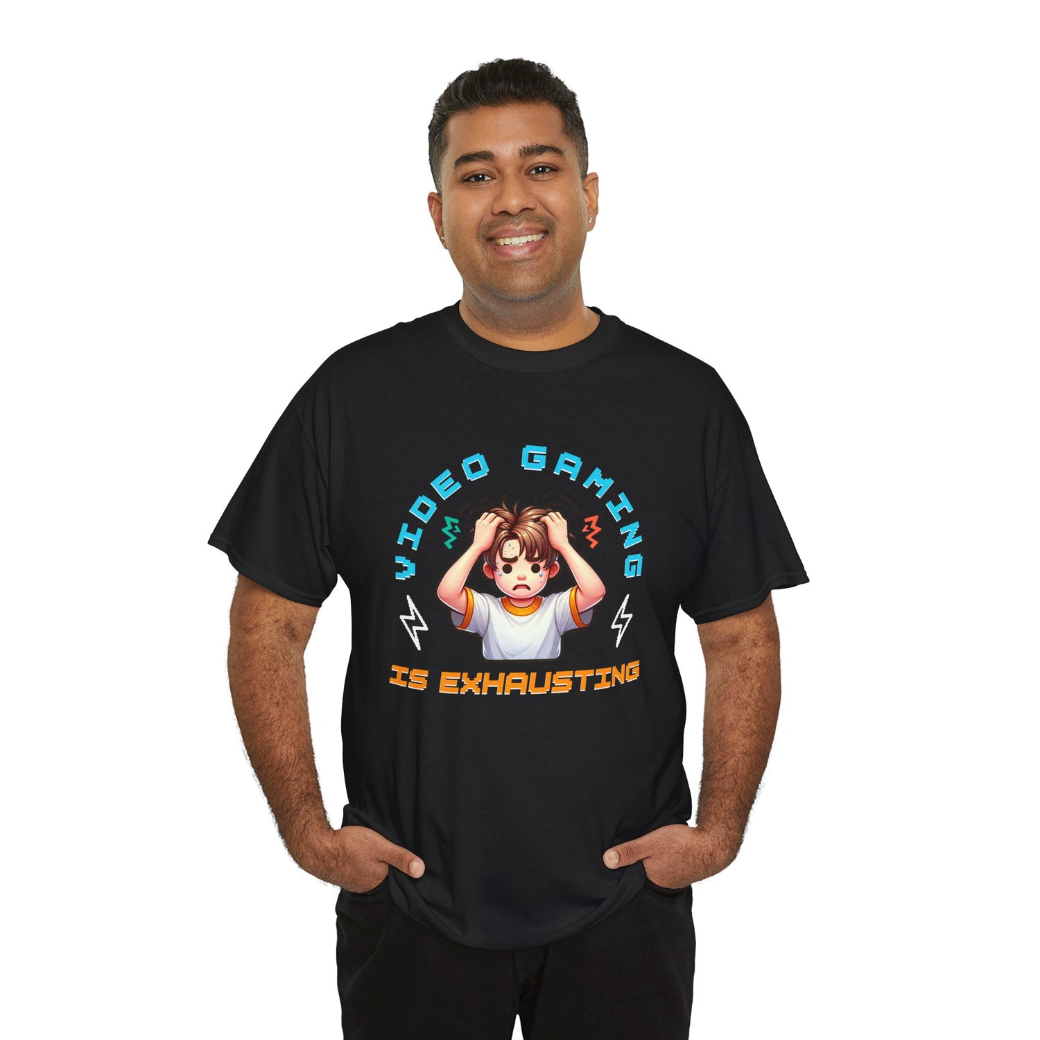 Gaming T‑Shirt — "Video Gaming Is Exhausting" Cute Anime Gamer Tee