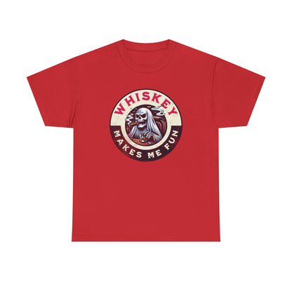 Whiskey Makes Me Fun T-Shirt — Vintage Skull Whiskey Graphic Tee