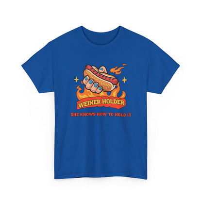 Funny Hot Dog T-Shirt — Weiner Holder Adult-Themed Tee
