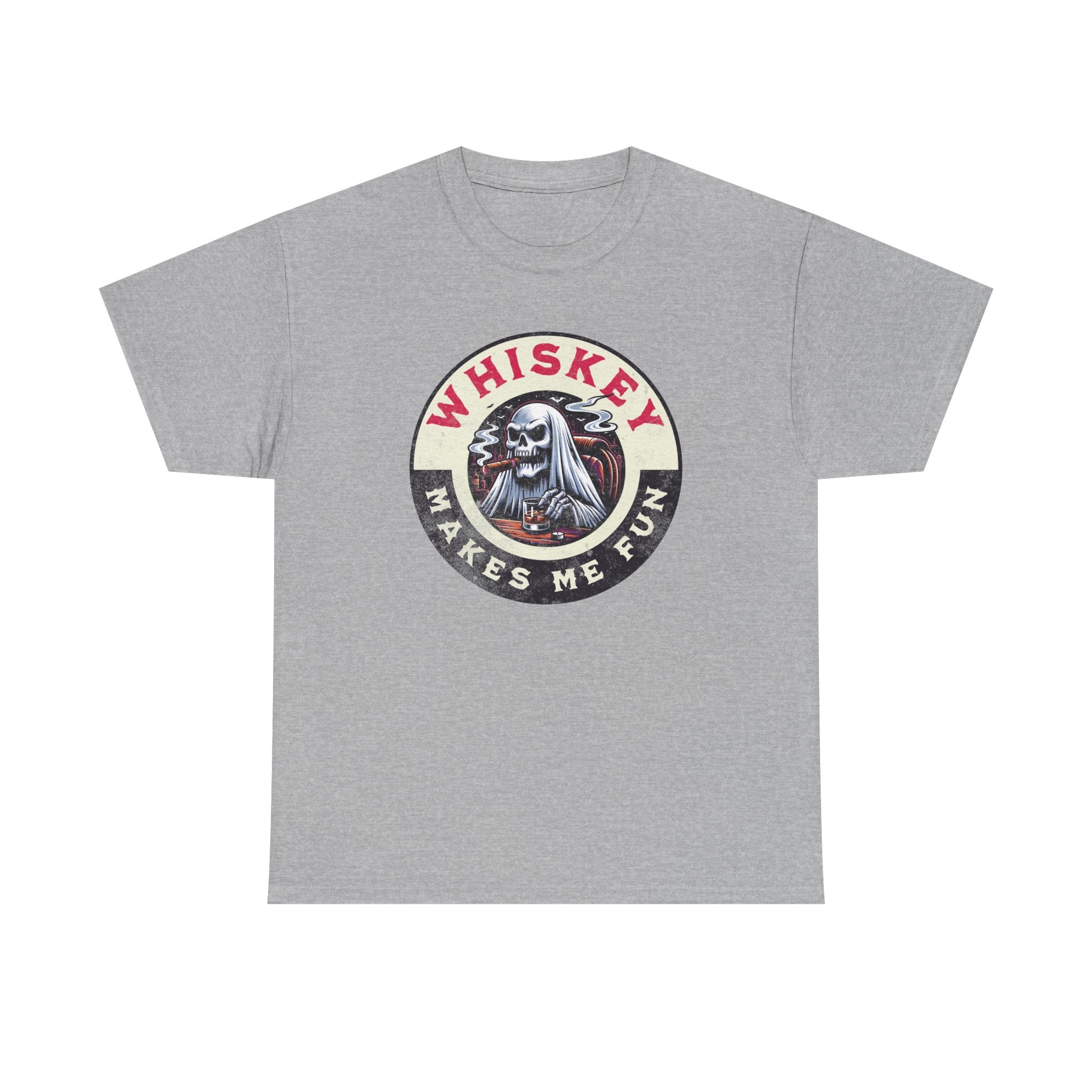 Whiskey Makes Me Fun T-Shirt — Vintage Skull Whiskey Graphic Tee