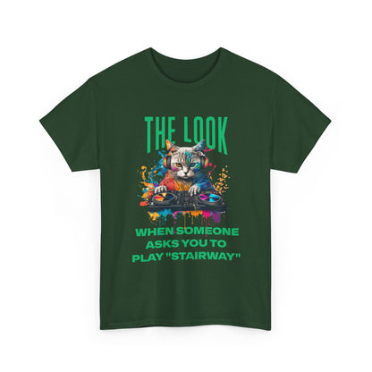 Cat DJ T‑Shirt — “The Look When Someone Asks You to Play ‘Stairway’”
